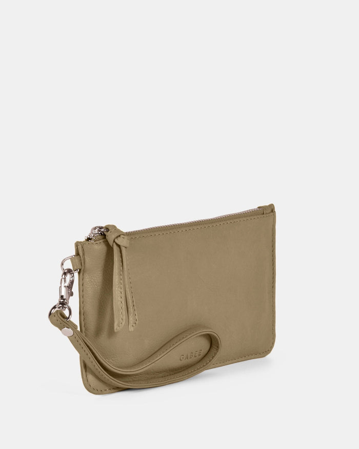 Abril Soft Leather Wristlet Purse - Olive