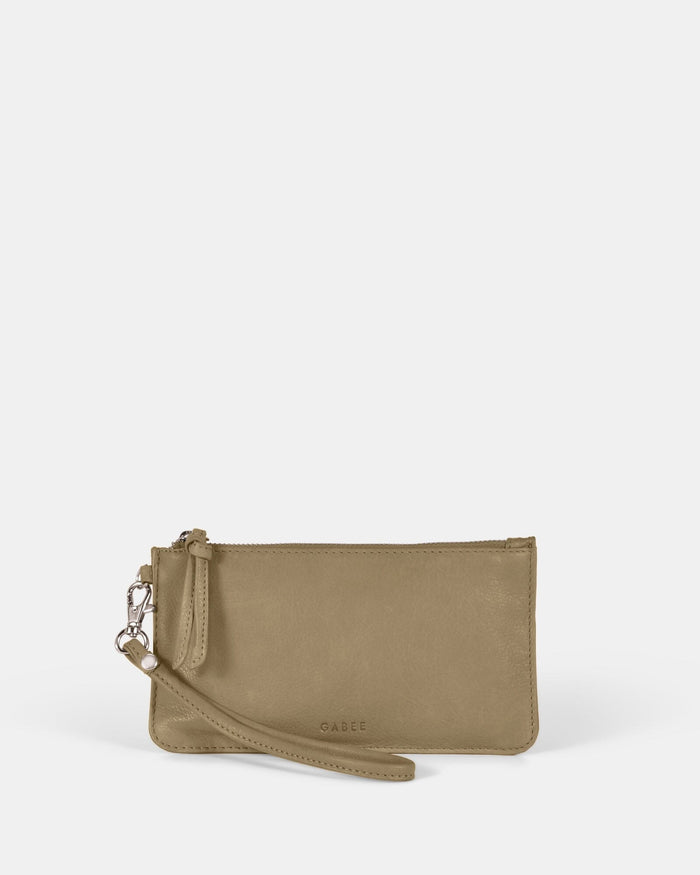 Abril Soft Leather Wristlet Purse - Olive