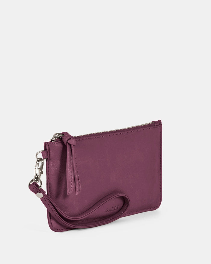 Abril Soft Leather Wristlet Purse - Purple