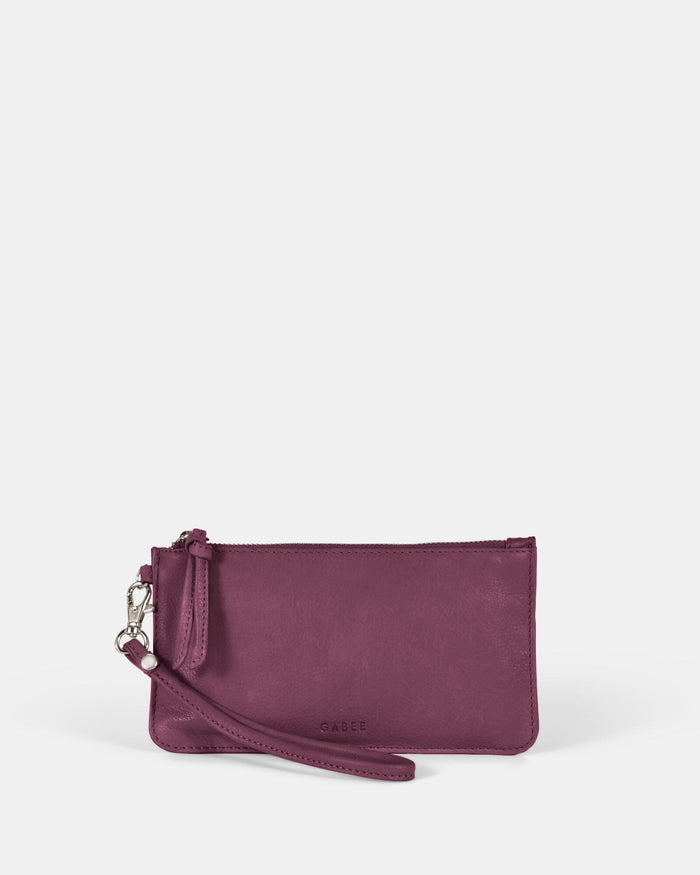Abril Soft Leather Wristlet Purse - Purple