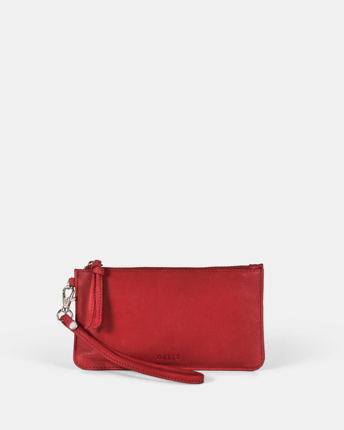 Abril Soft Leather Wristlet Purse - Red
