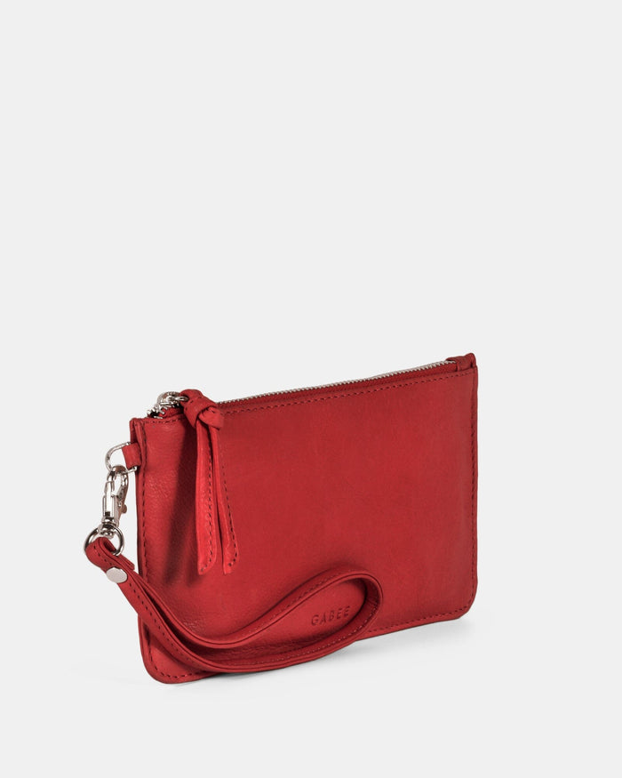 Abril Soft Leather Wristlet Purse - Red