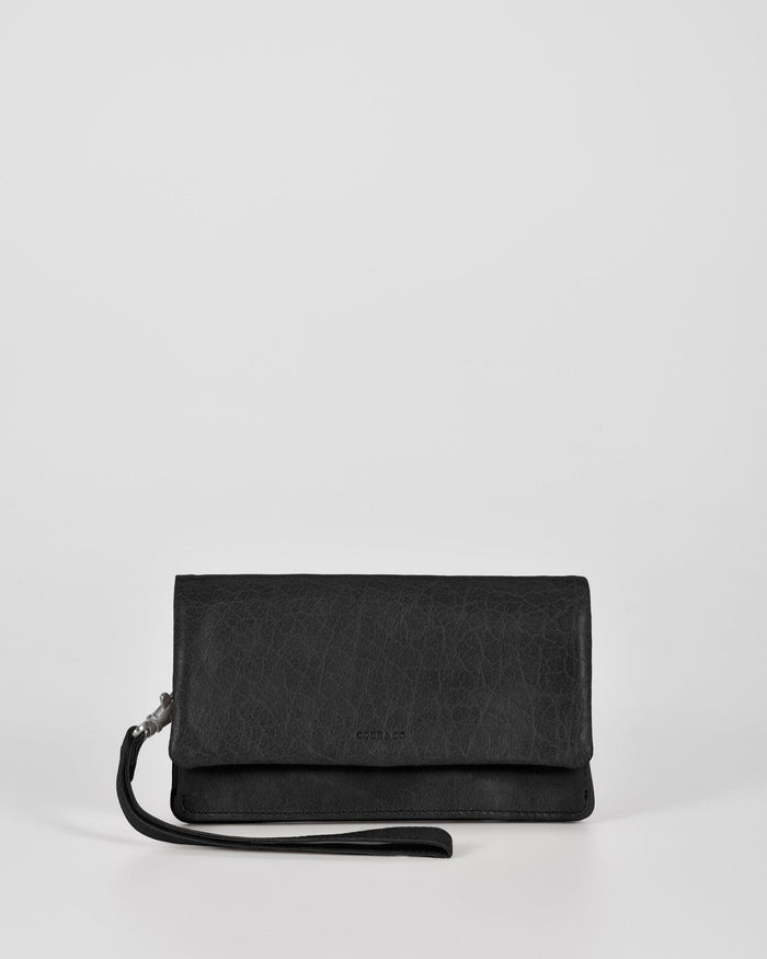 Albury Soft Leather Fold Over Wallet - Black