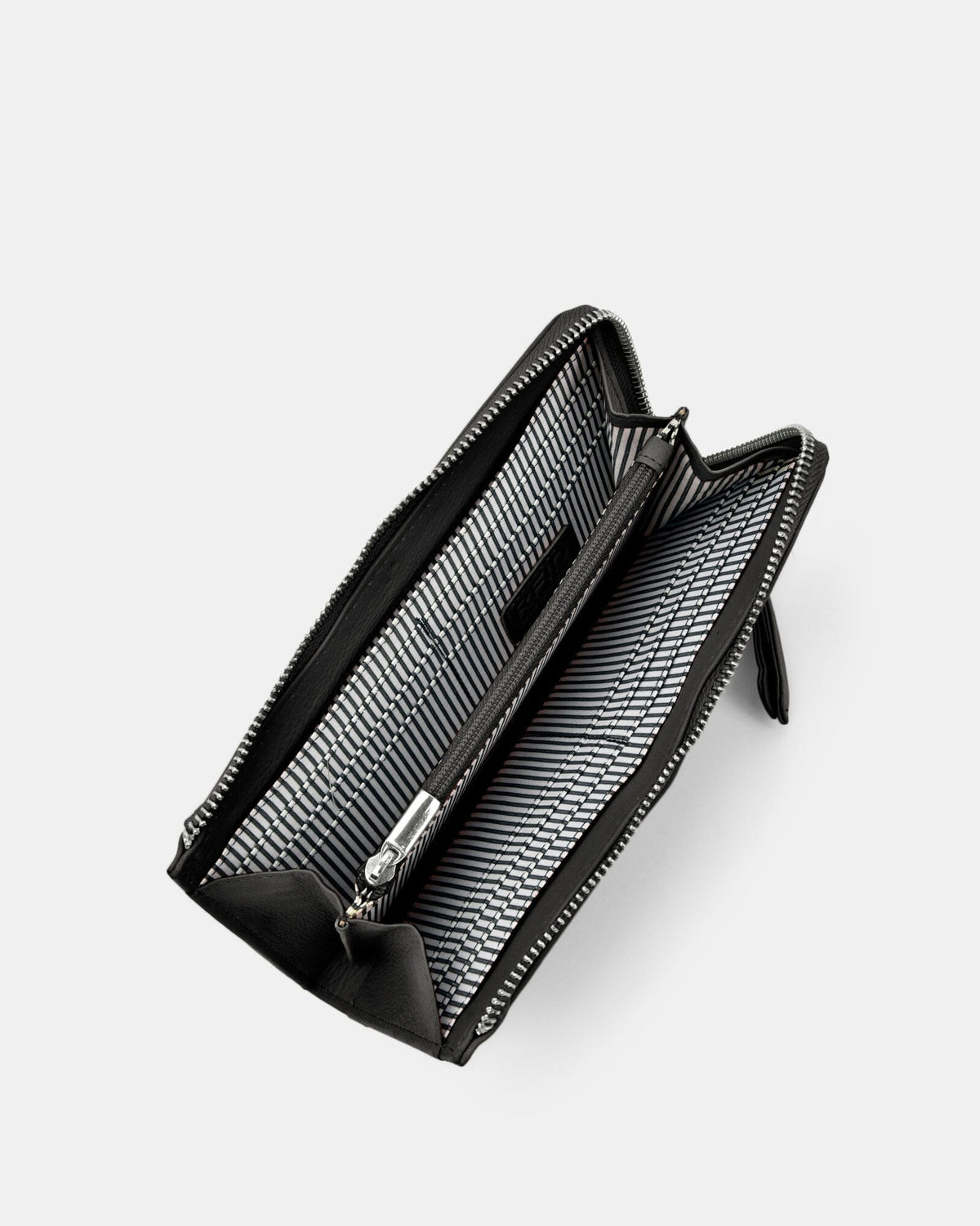 Alina RFID Safe Leather Zip Around Wallet - Black