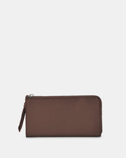 Alina RFID Safe Leather Zip Around Wallet - Chocolate