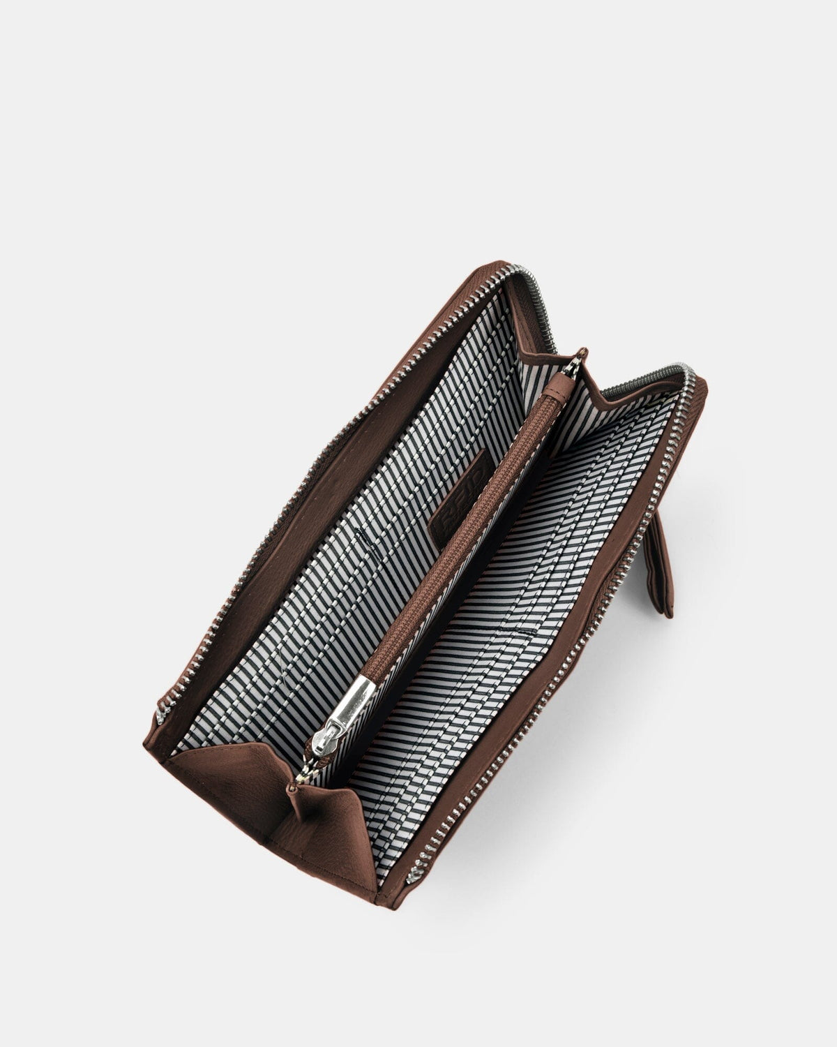 Alina RFID Safe Leather Zip Around Wallet - Chocolate