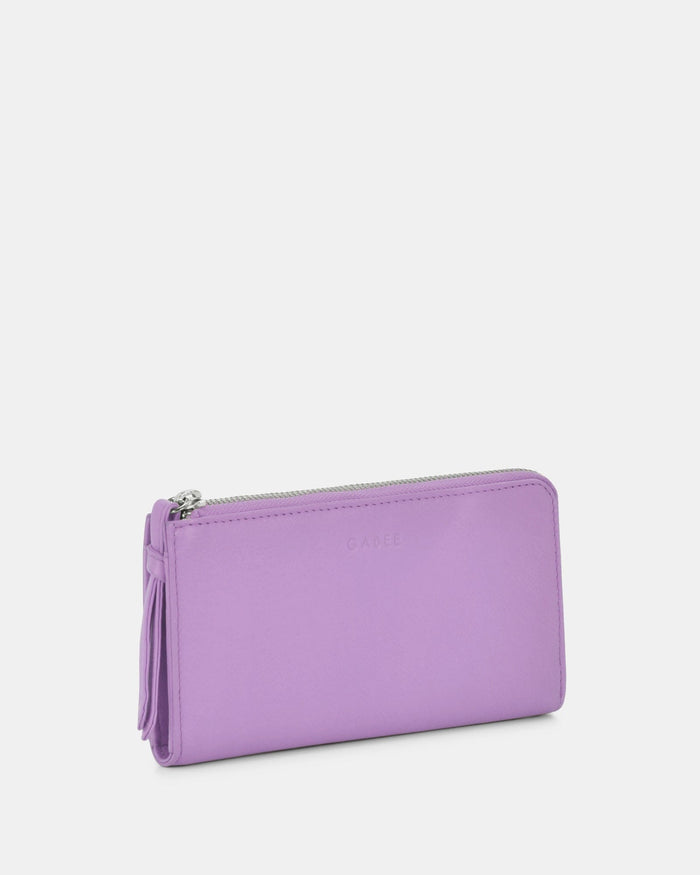 Alina RFID Safe Leather Zip Around Wallet - Lavender wallet GABEE 