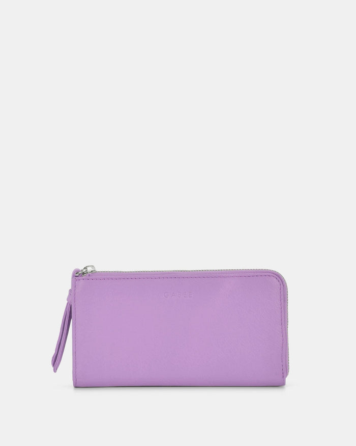 Alina RFID Safe Leather Zip Around Wallet - Lavender wallet GABEE 