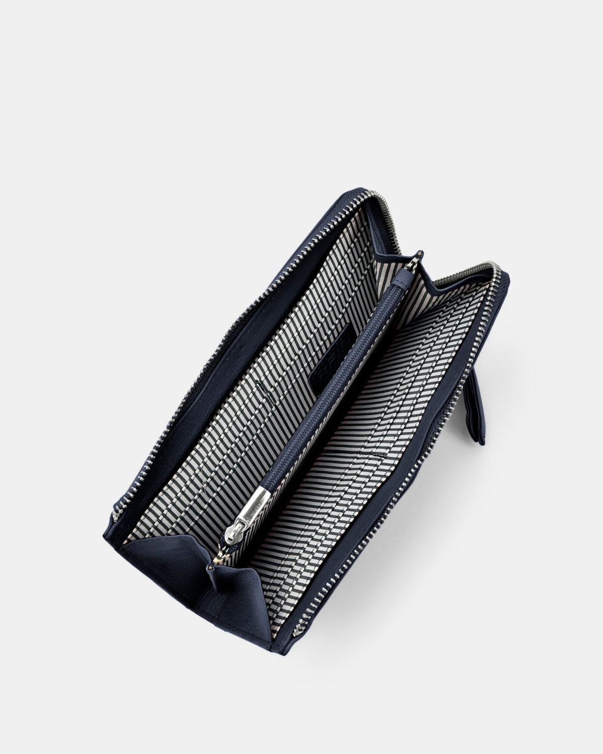Alina RFID Safe Leather Zip Around Wallet - Navy