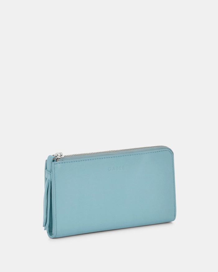 Alina RFID Safe Leather Zip Around Wallet - Ocean