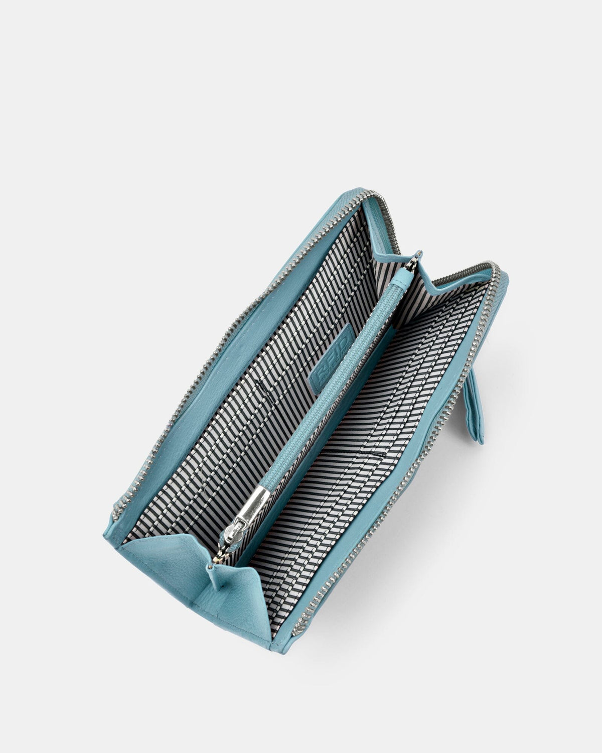 Alina RFID Safe Leather Zip Around Wallet - Ocean