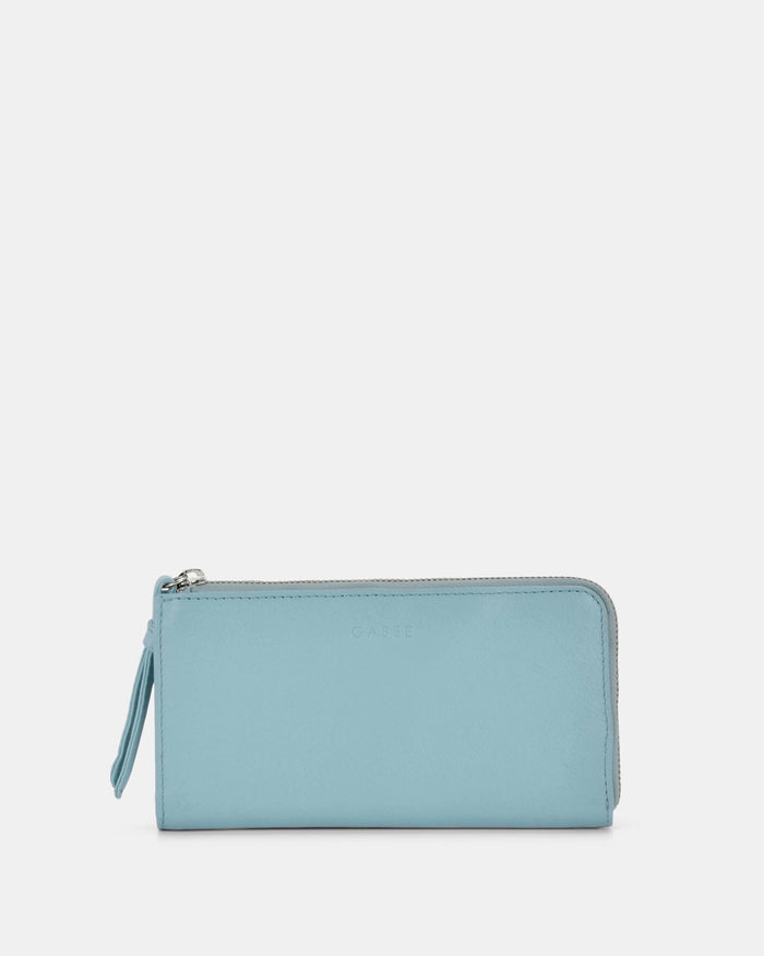 Alina RFID Safe Leather Zip Around Wallet - Ocean