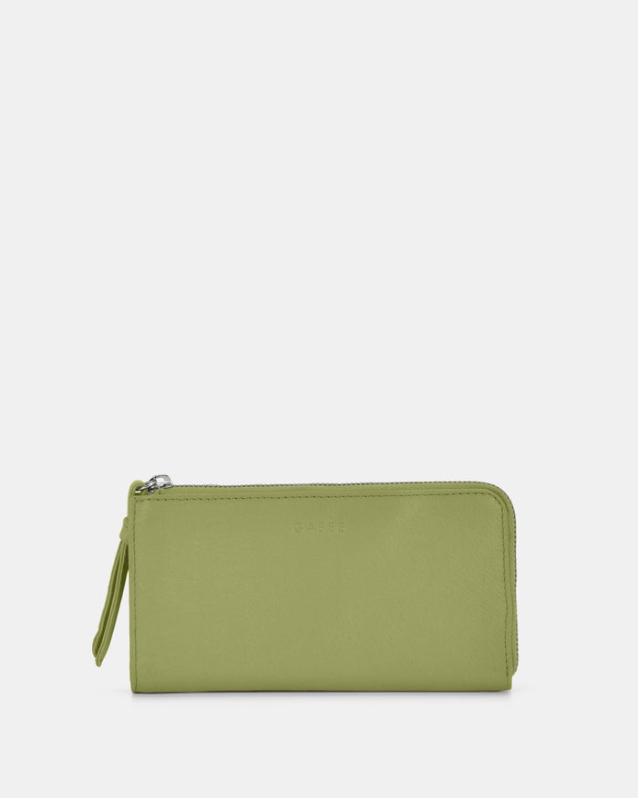 Alina RFID Safe Leather Zip Around Wallet - Pear