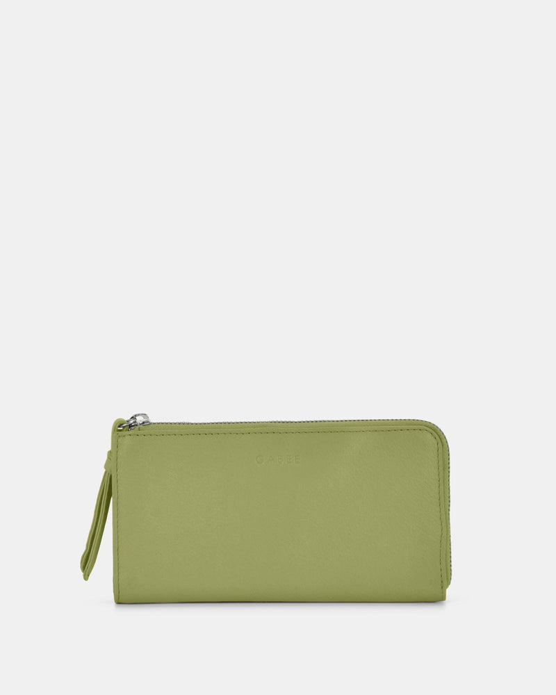 Alina RFID Safe Leather Zip Around Wallet - Pear