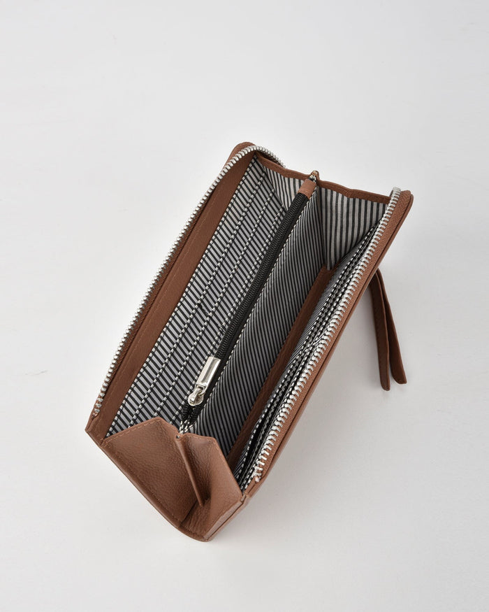 Alina RFID Safe Leather Zip Around Wallet