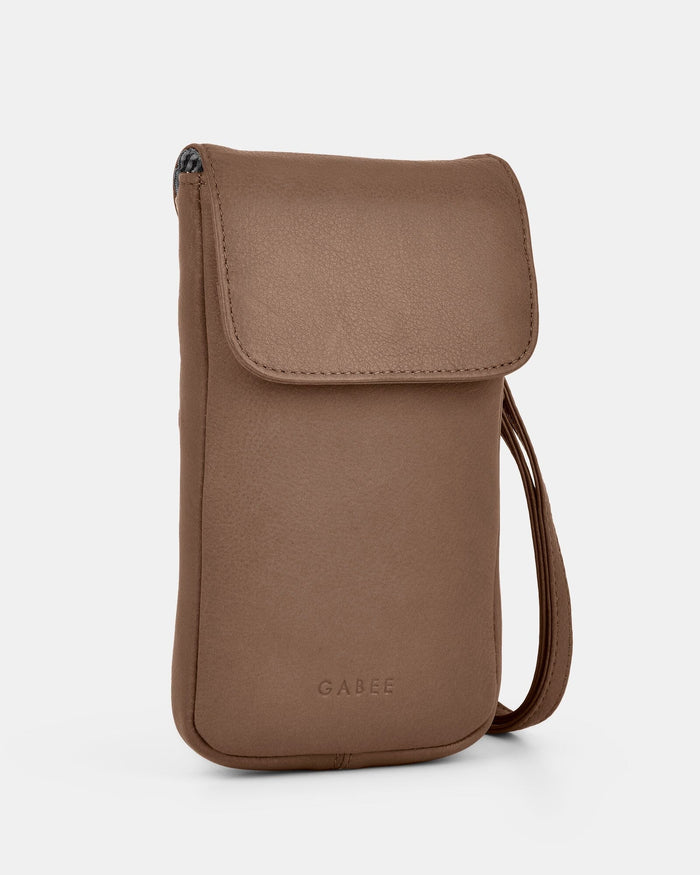 Allison Leather Mini Crossbody Phone Bag - Camel