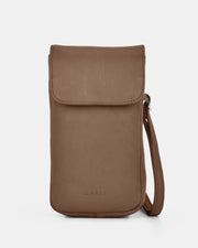 Allison Leather Mini Crossbody Phone Bag - Camel