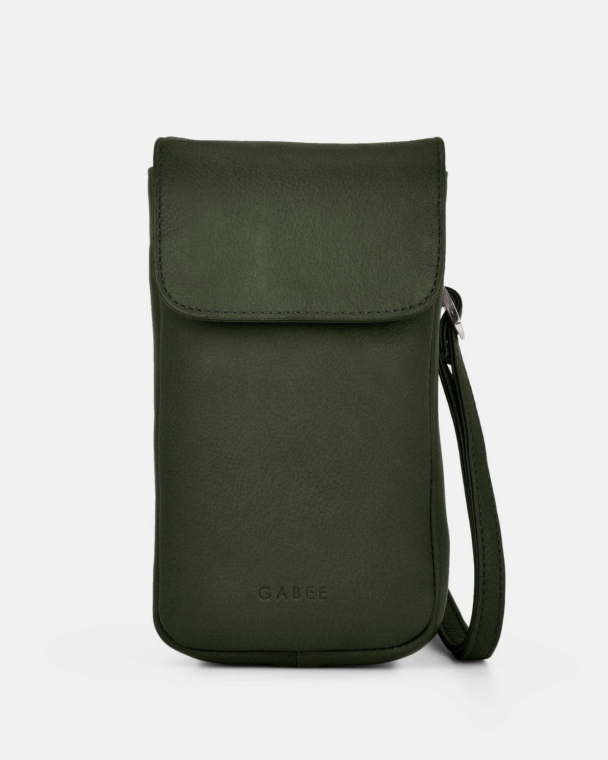 Allison Leather Mini Crossbody Phone Bag - Olive