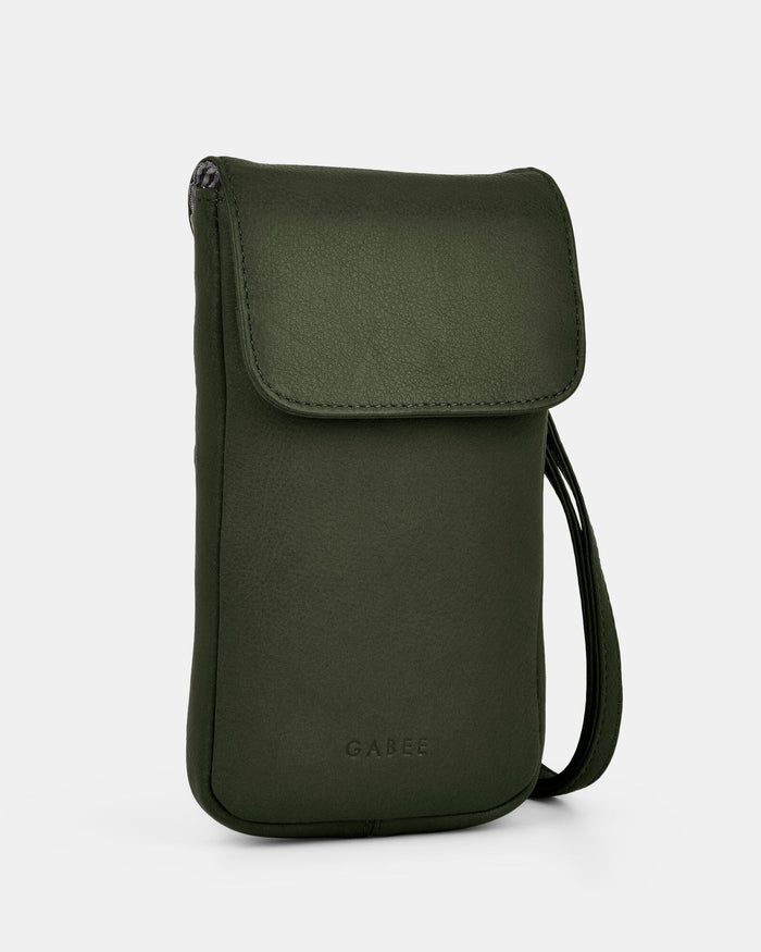 Allison Leather Mini Crossbody Phone Bag - Olive