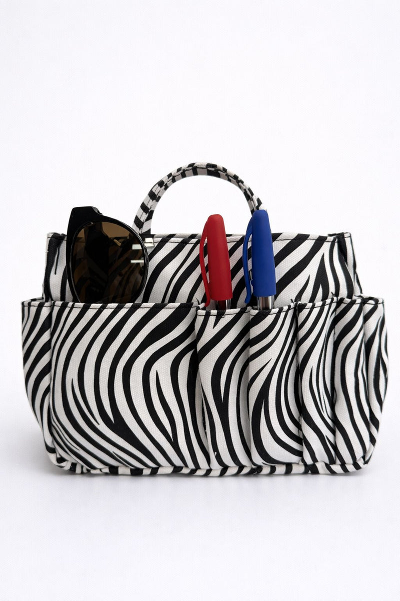 Animal Print Handbag Organiser - Zebra