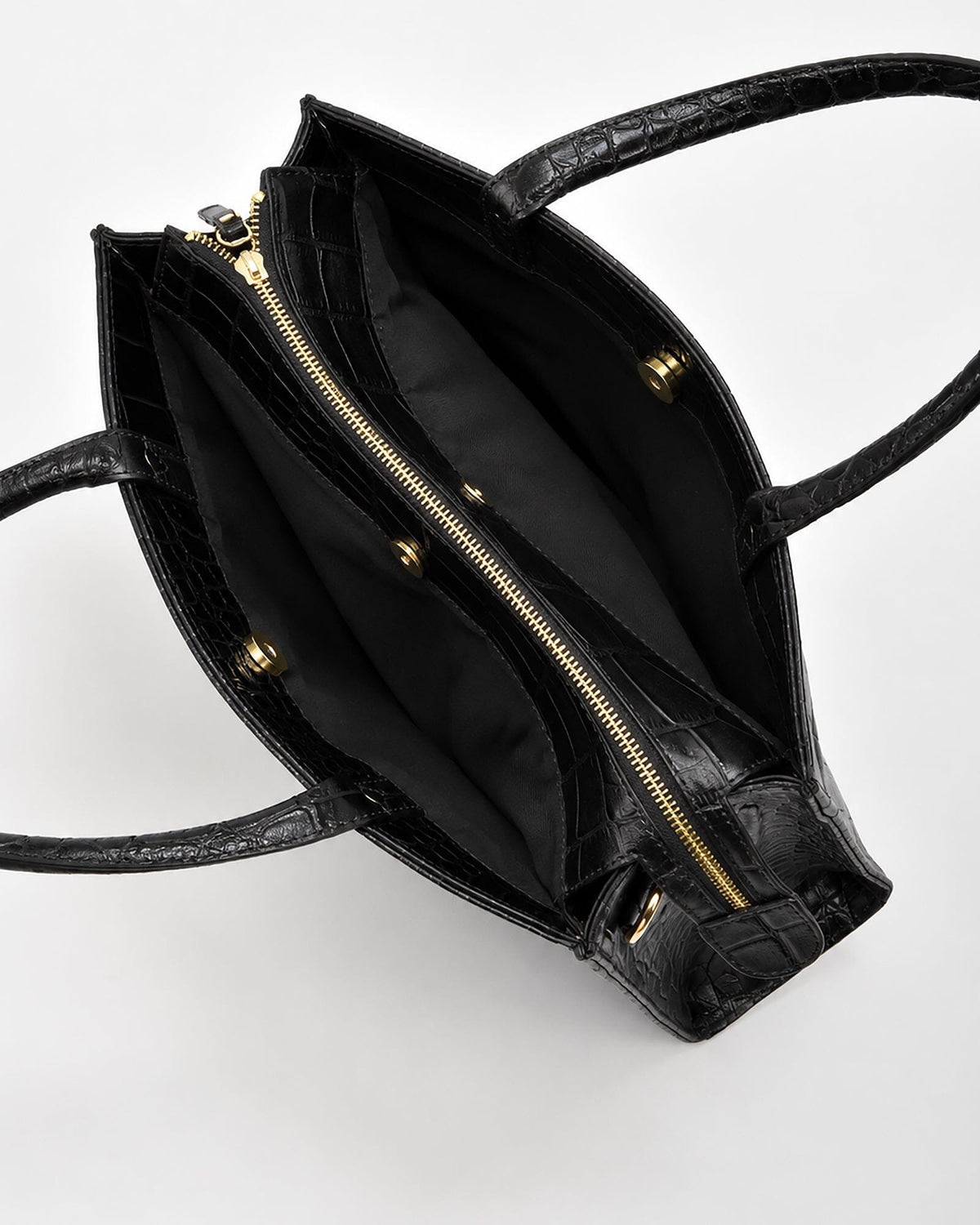 Arlie Croc Leather Tote Bag - Black