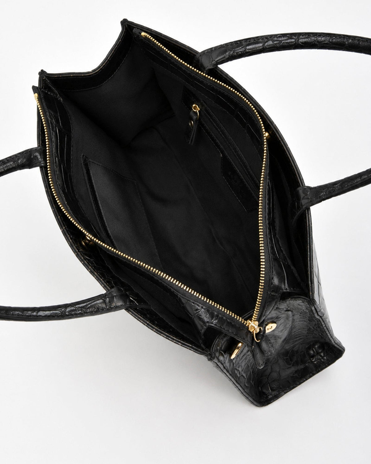 Arlie Croc Leather Tote Bag - Black