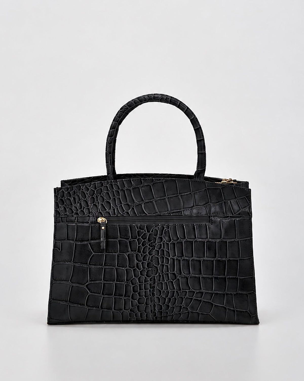 Arlie Croc Leather Tote Bag - Black