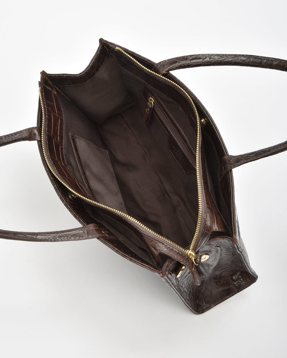 Arlie Croc Leather Tote Bag - Chocolate