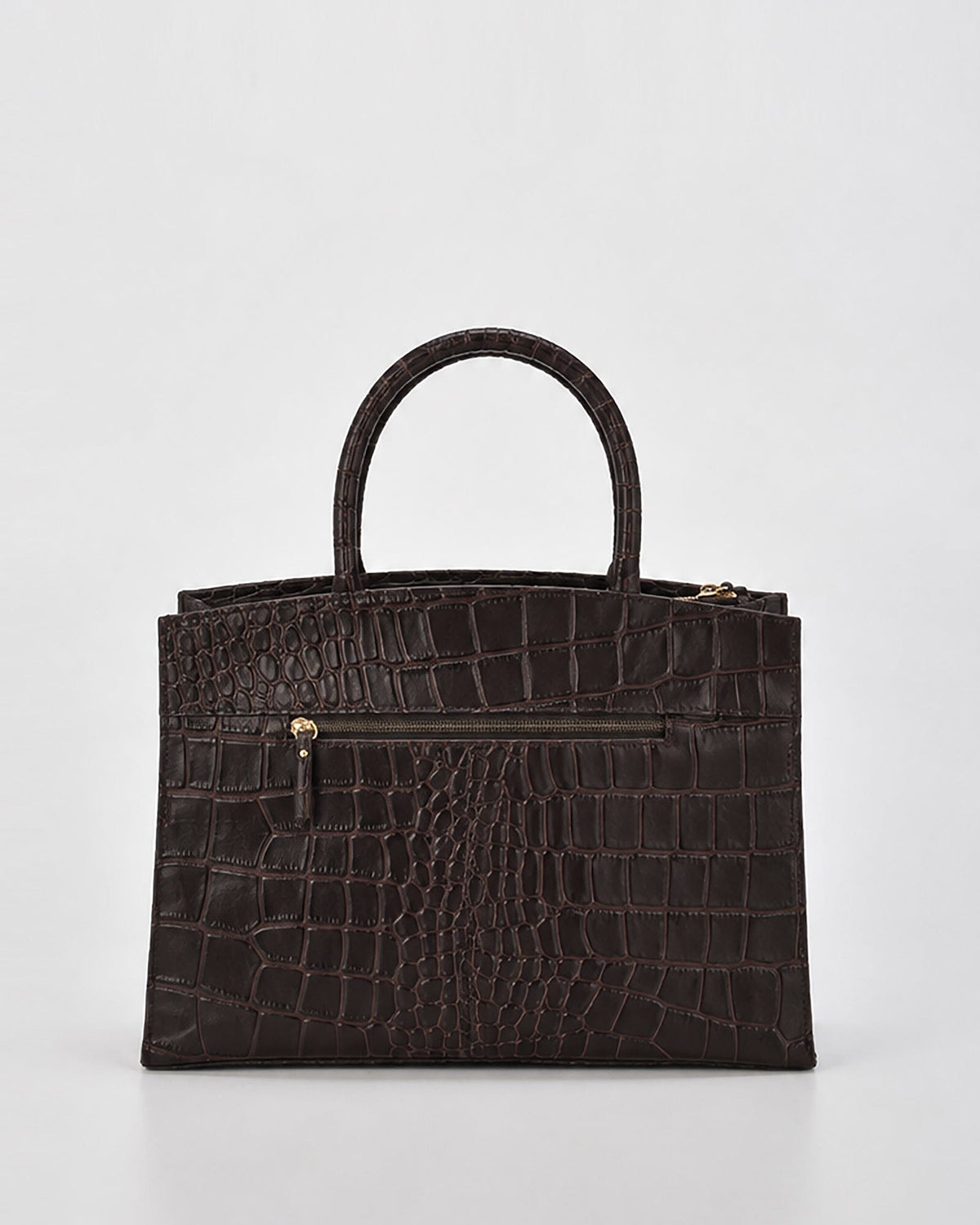 Arlie Croc Leather Tote Bag - Chocolate