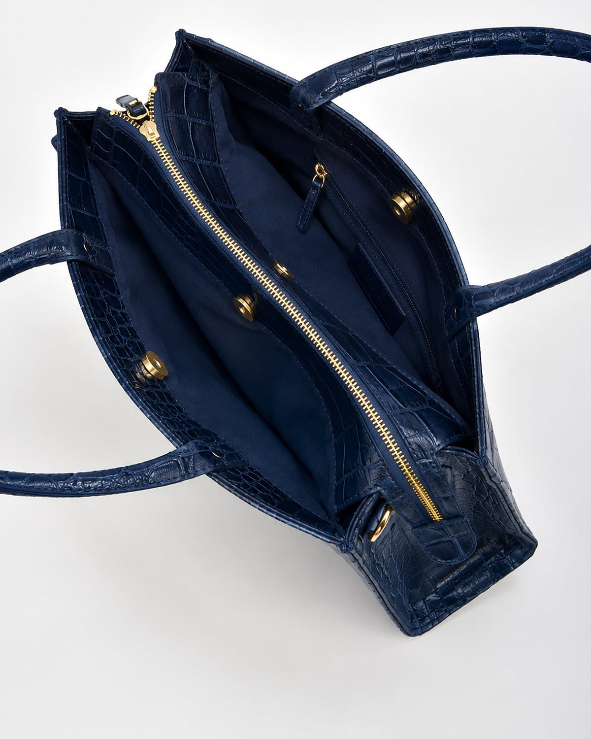 Arlie Croc Leather Tote Bag - Navy