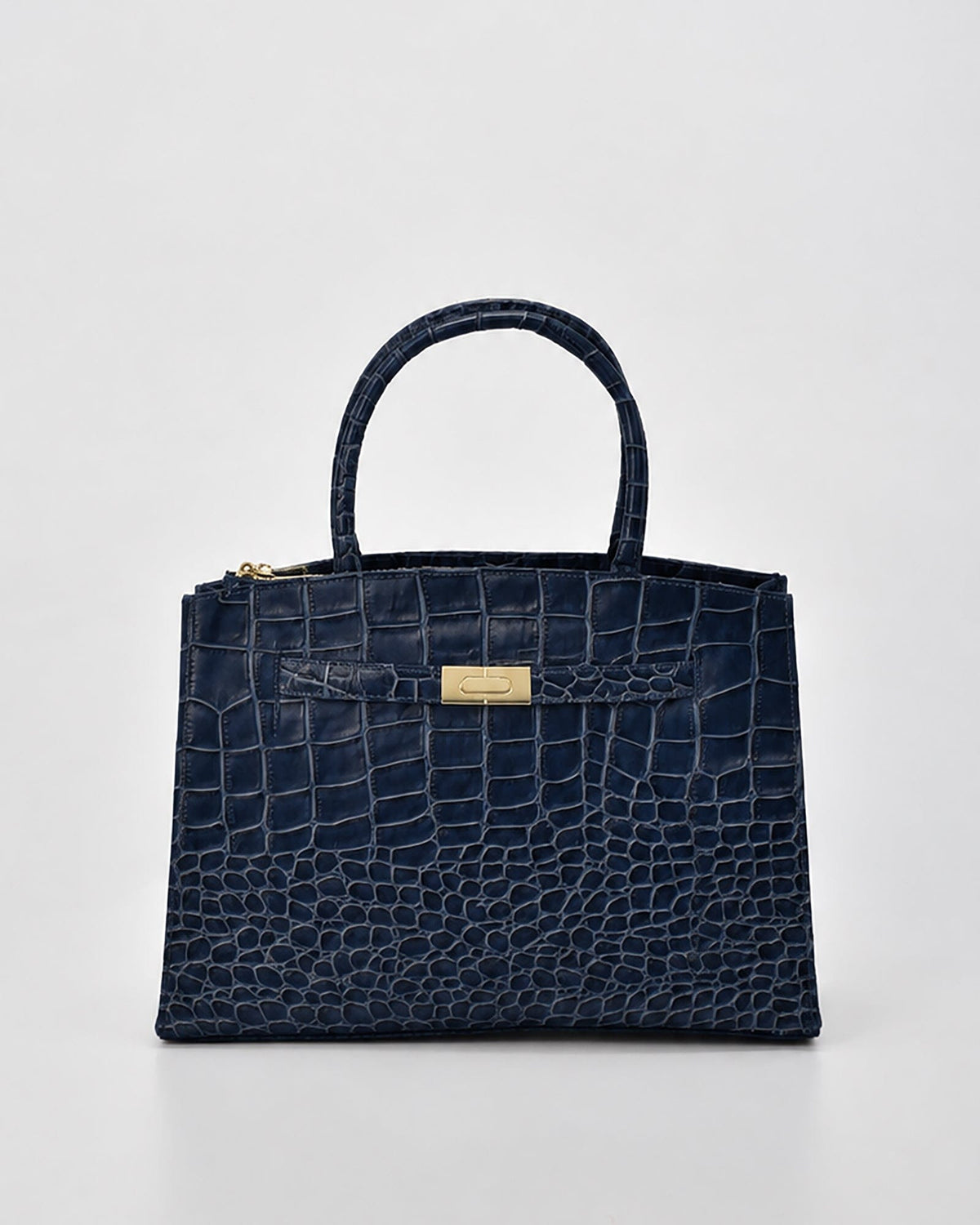 Arlie Croc Leather Tote Bag - Navy