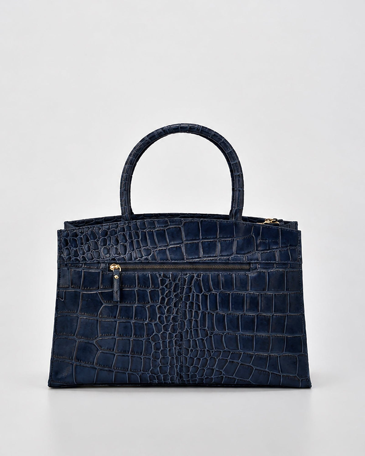 Arlie Croc Leather Tote Bag - Navy