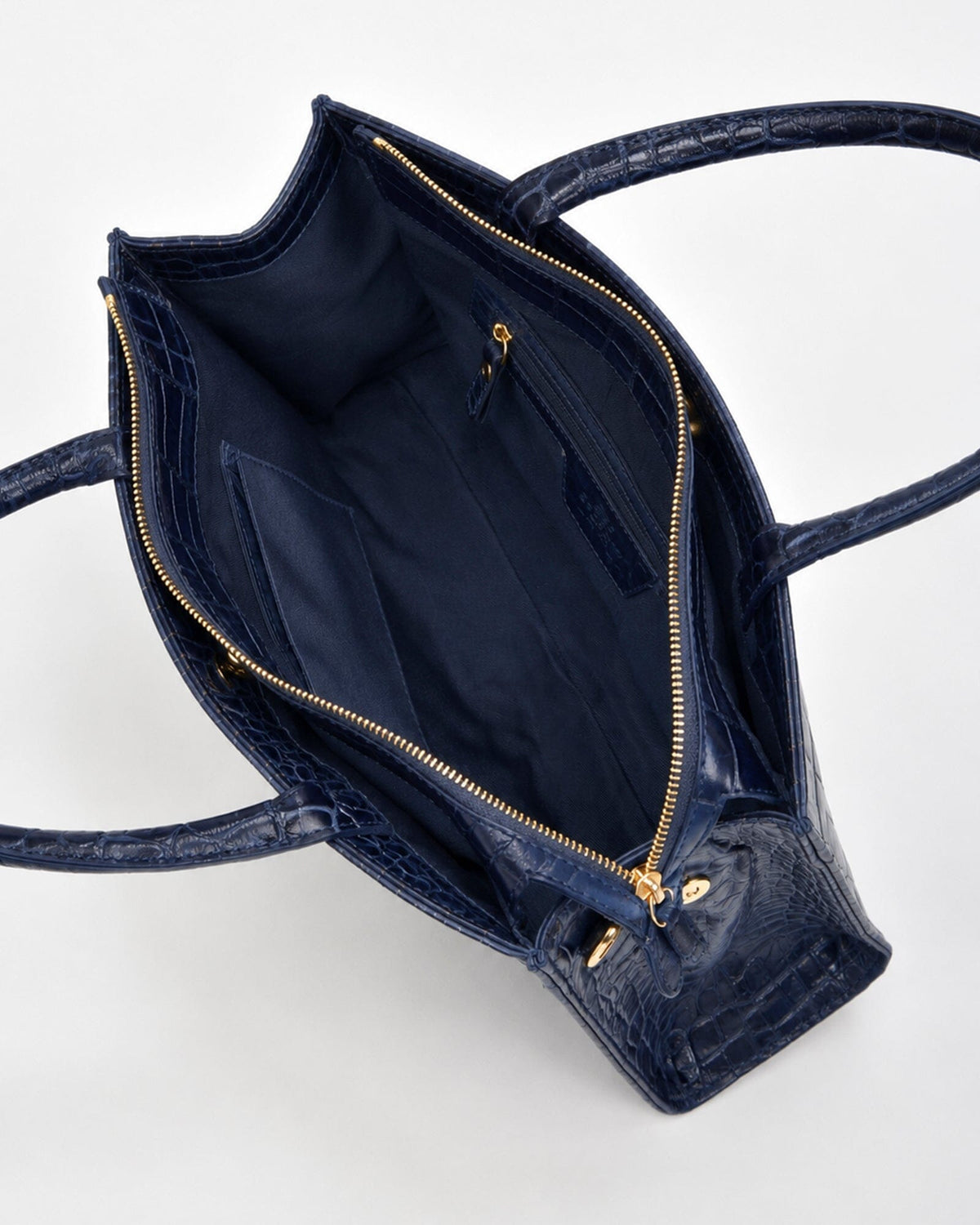 Arlie Croc Leather Tote Bag - Navy