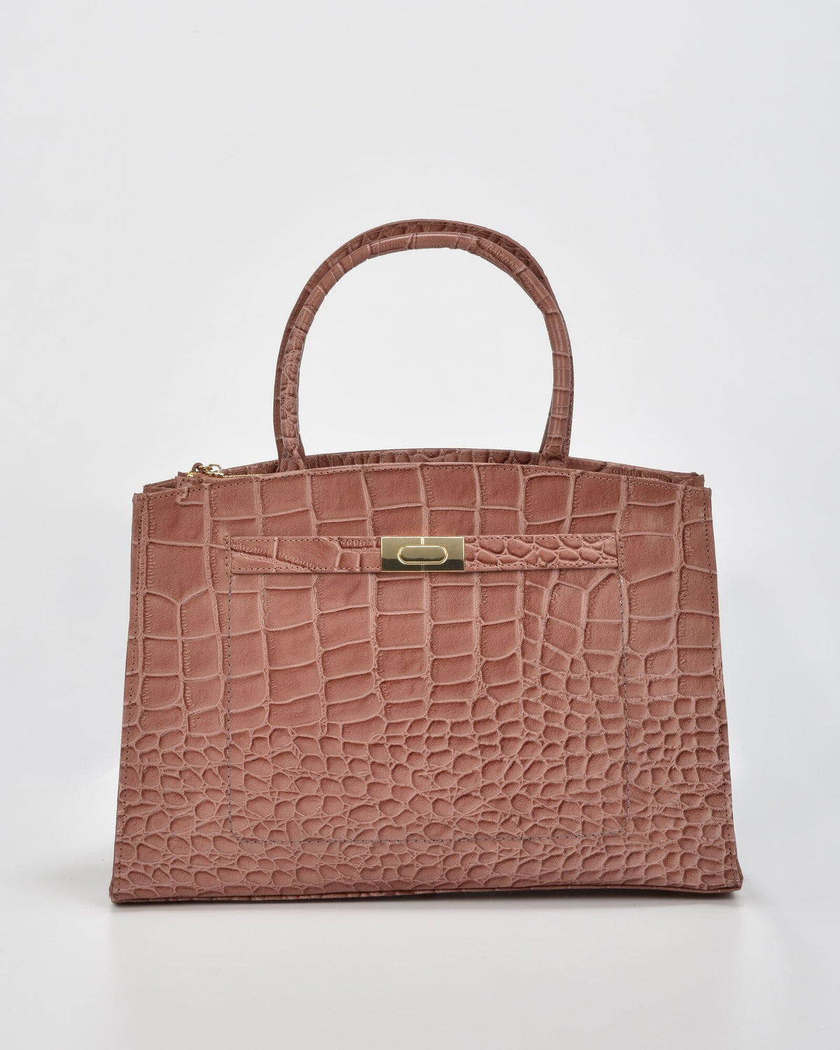 Arlie Croc Leather Tote Bag - Pink