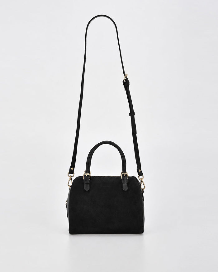 Armadale Suede & Leather Crossbody Bag - Black