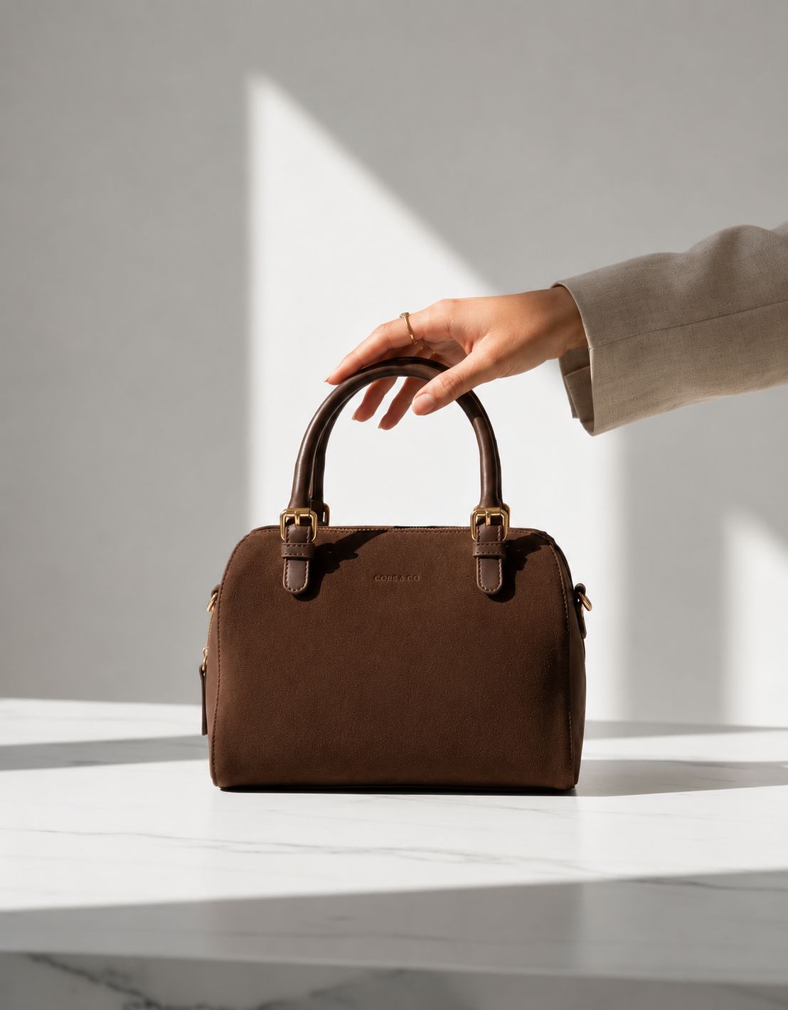 Armadale Suede & Leather Crossbody Bag - Chocolate