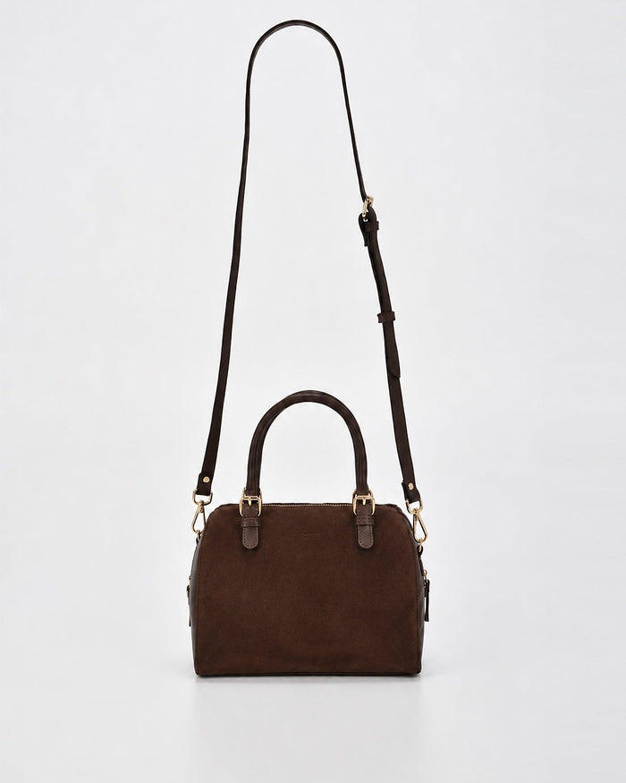 Armadale Suede & Leather Crossbody Bag - Chocolate