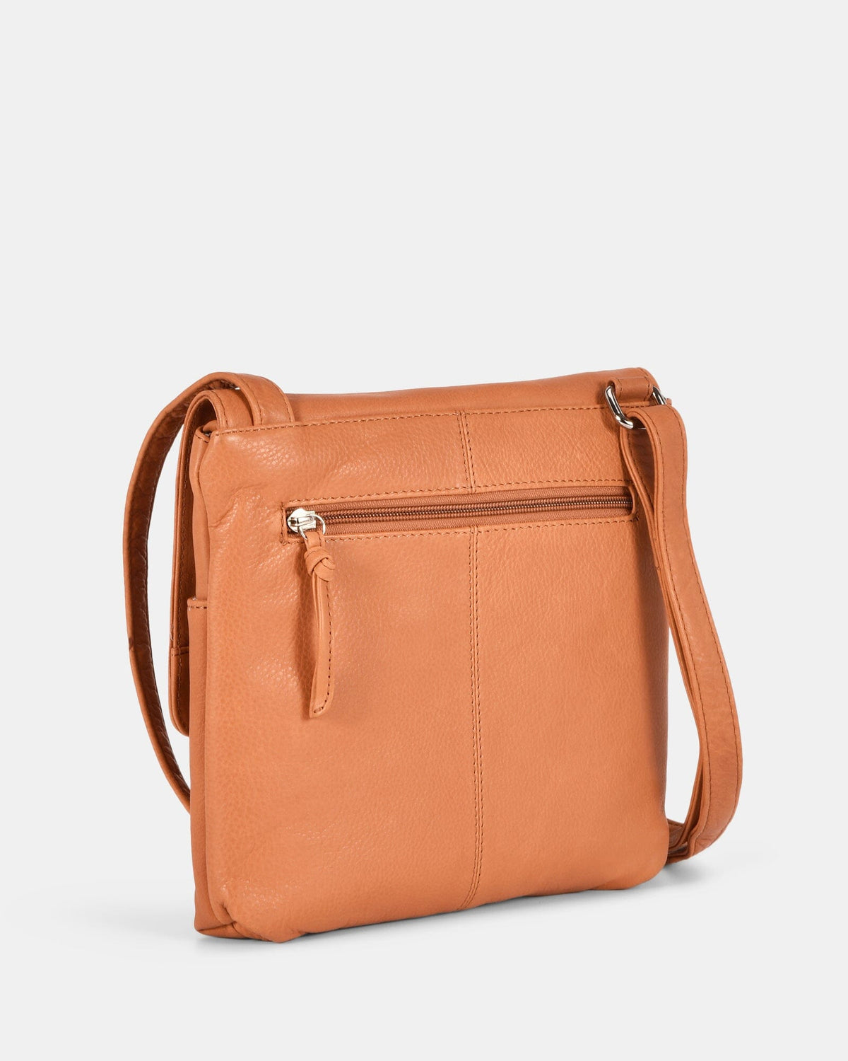 Ava Leather Flap over Crossbody Bag - Apricot