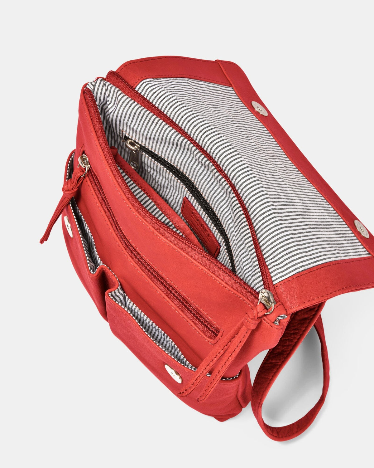 Ava Leather Flap over Crossbody Bag - Coral