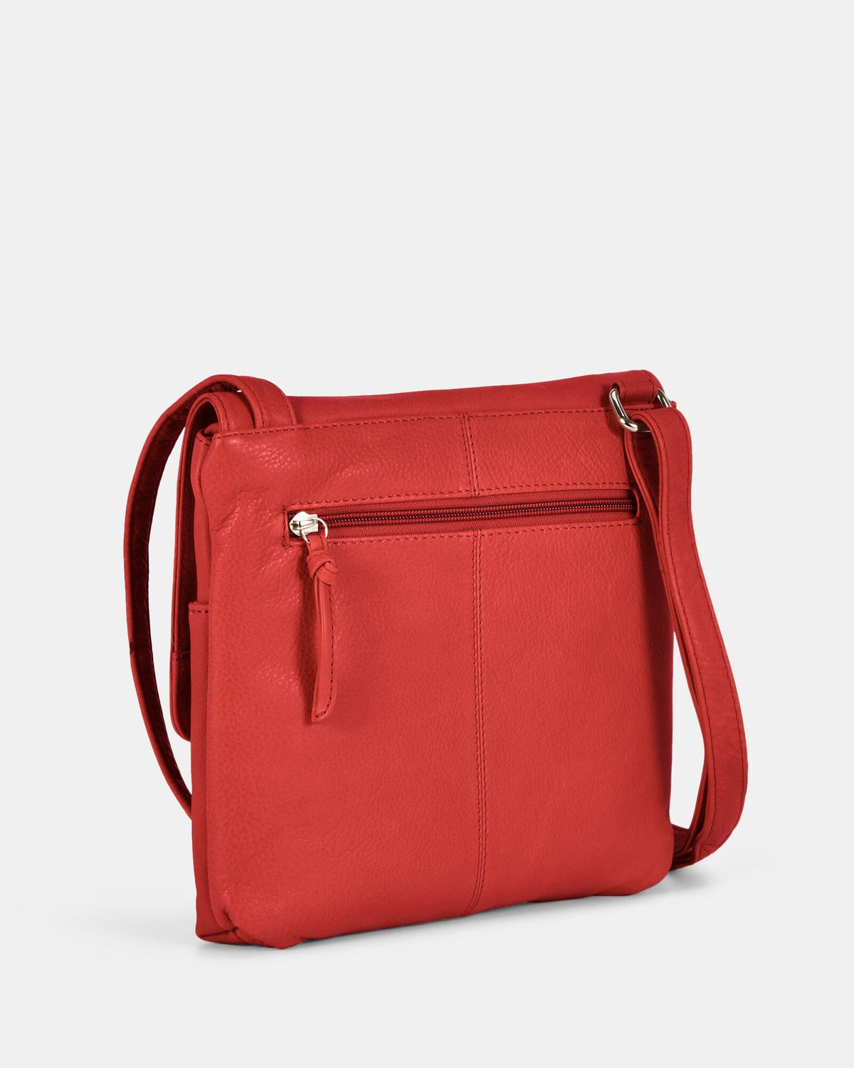 Ava Leather Flap over Crossbody Bag - Coral