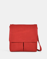 Ava Leather Flap over Crossbody Bag - Coral
