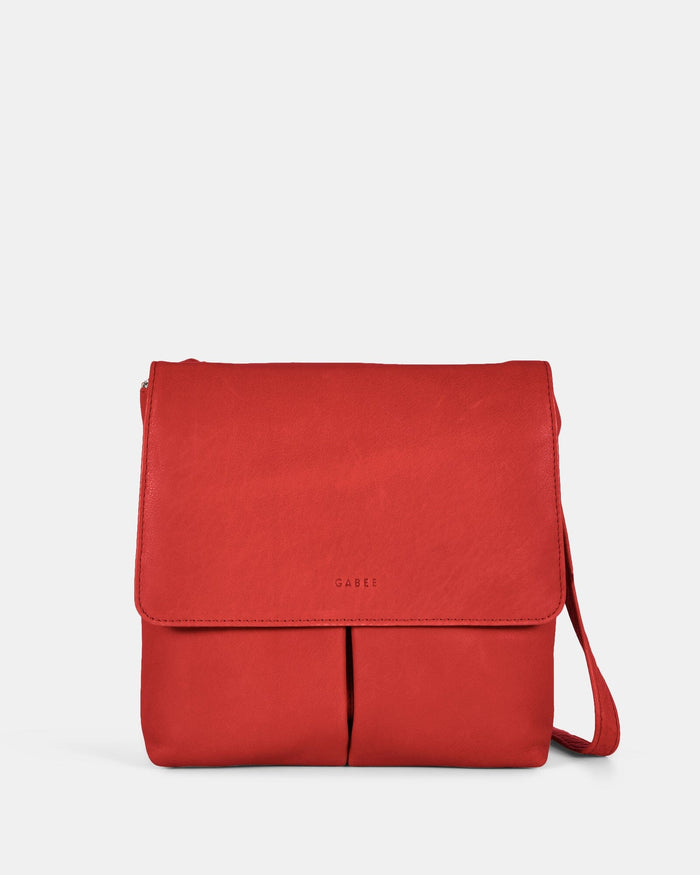 Ava Leather Flap over Crossbody Bag - Coral
