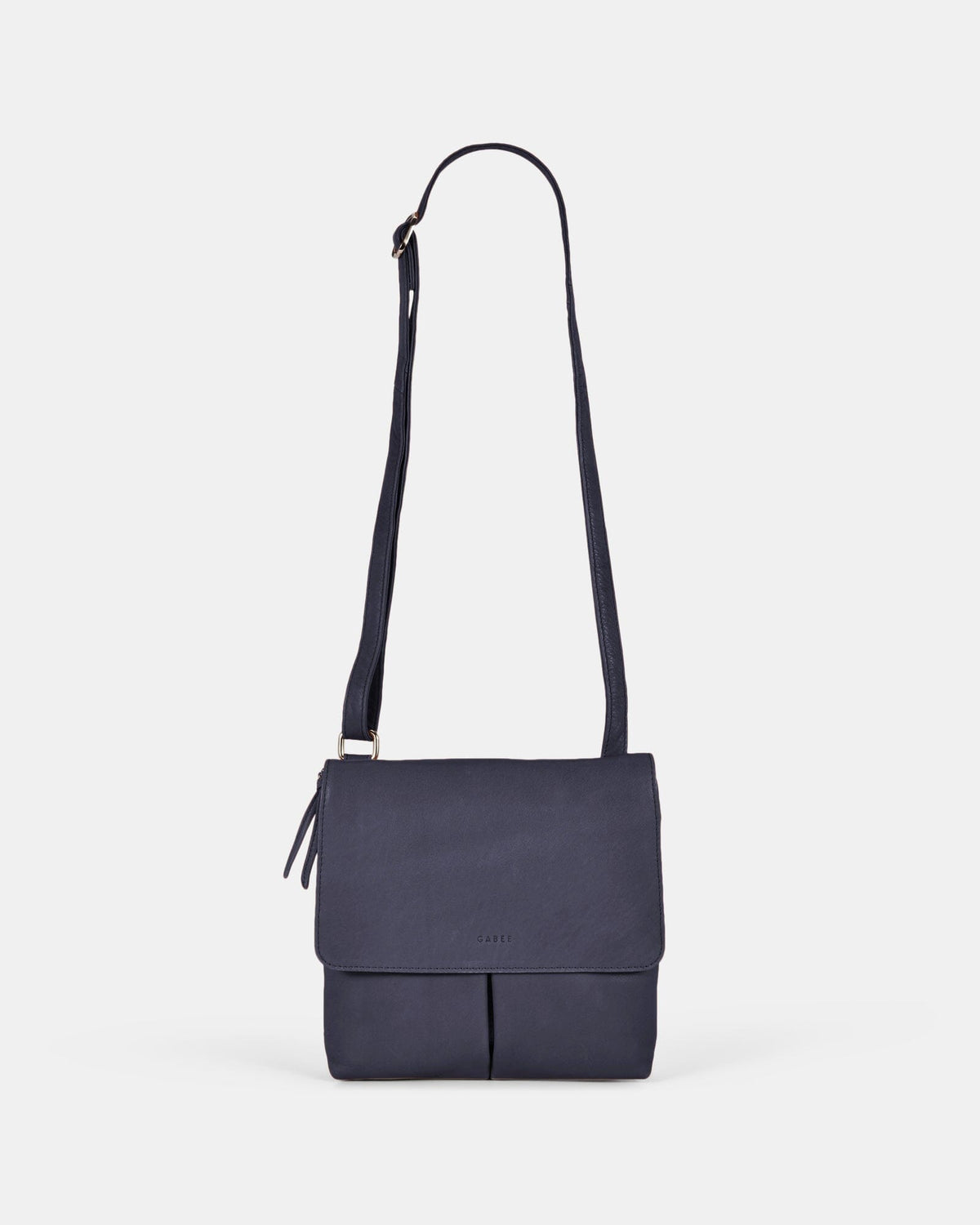 Ava Leather Flap over Crossbody Bag - Navy