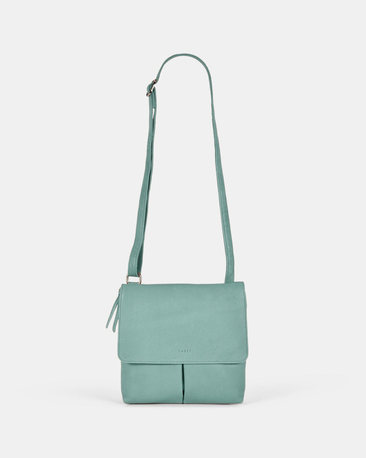 Ava Leather Flap over Crossbody Bag - Ocean