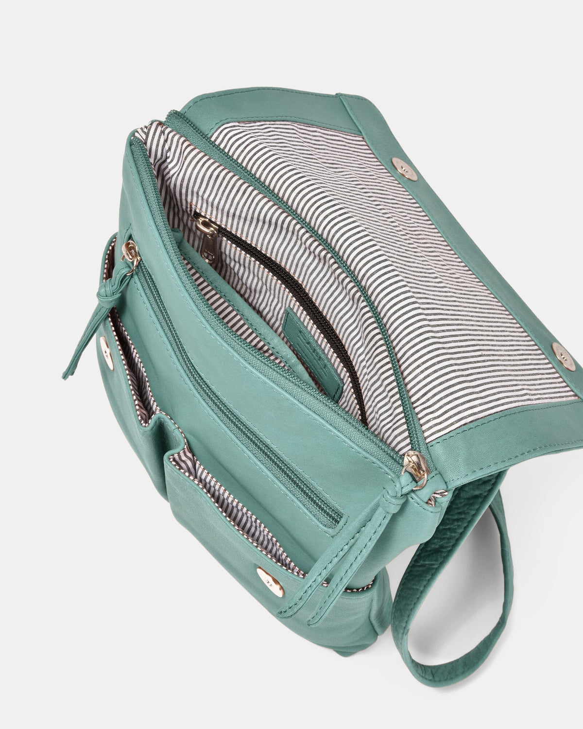 Ava Leather Flap over Crossbody Bag - Ocean