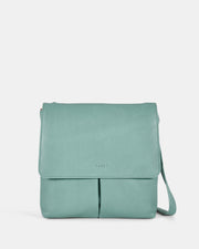 Ava Leather Flap over Crossbody Bag - Ocean