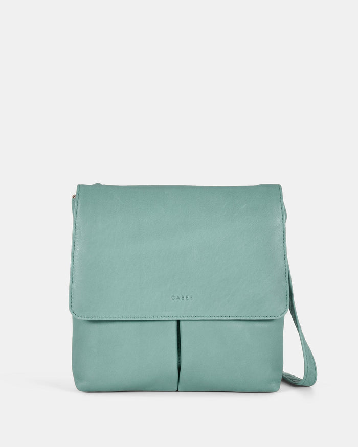 Ava Leather Flap over Crossbody Bag - Ocean