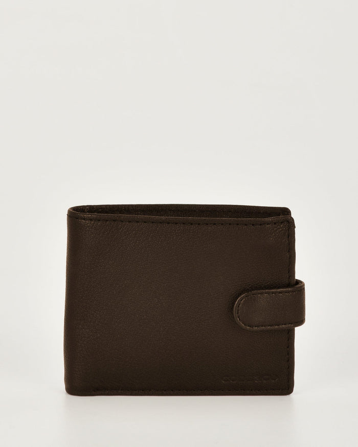 Simon Leather RFID Tab Wallet - Chocolate