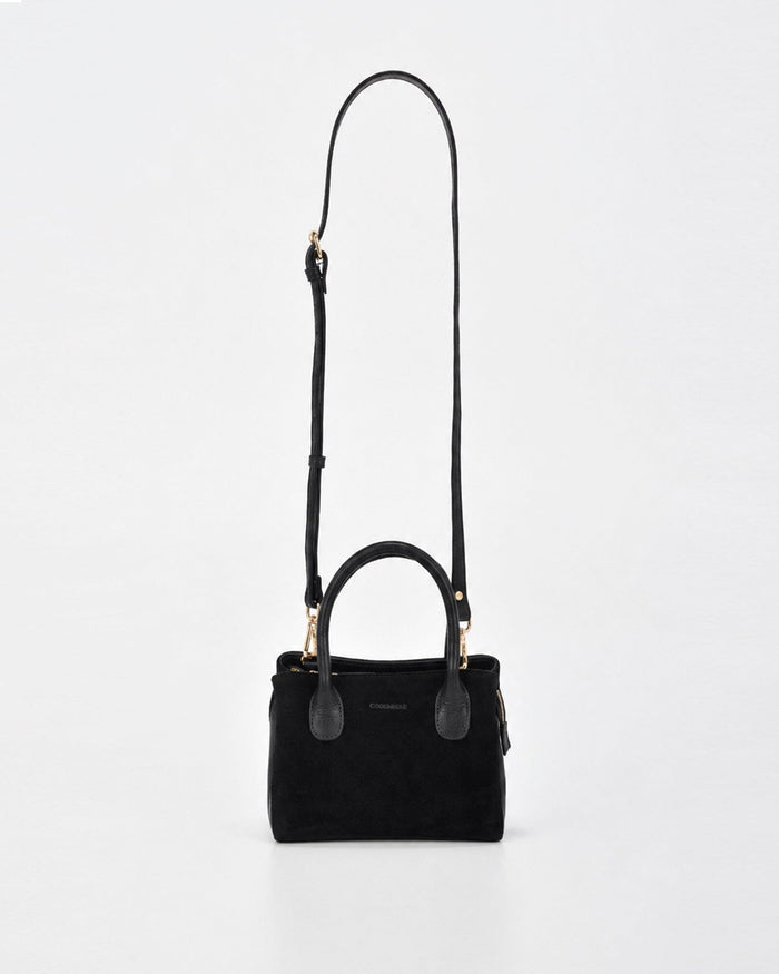 Bellview Suede & Leather Crossbody Bag - Black