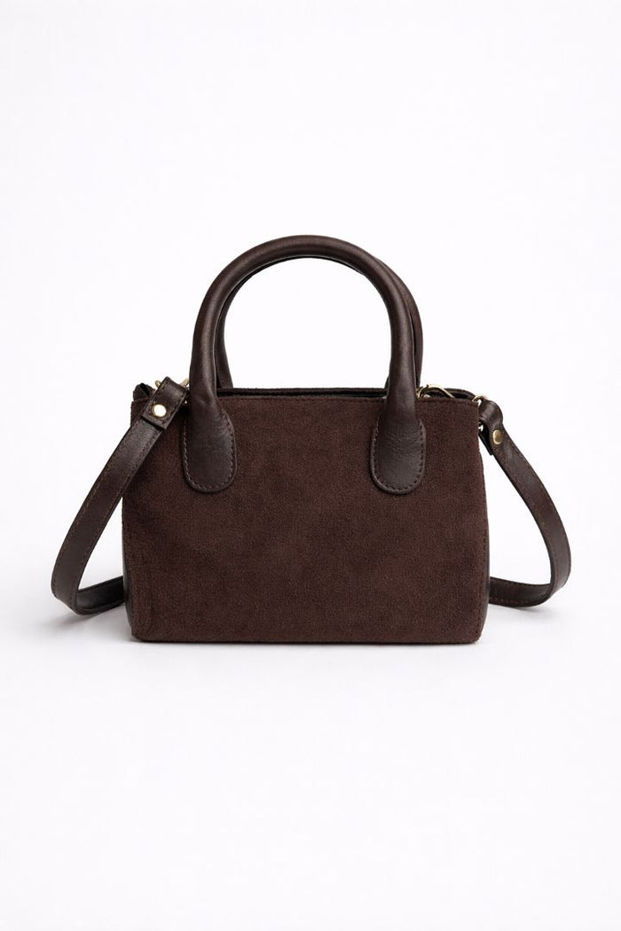 Bellview Suede & Leather Crossbody Bag - Chocolate